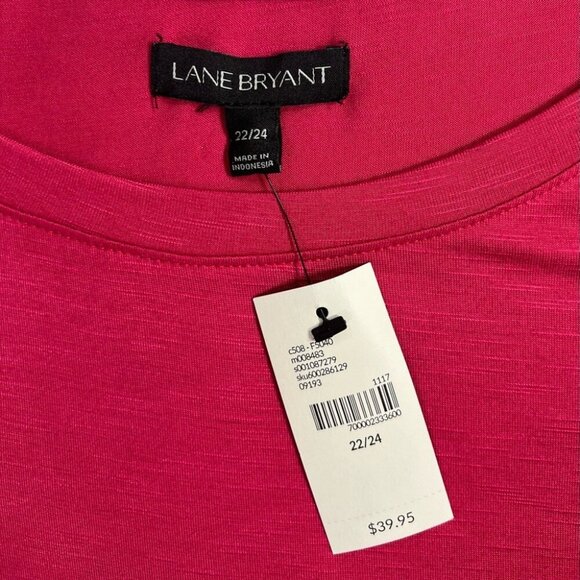 Lane Bryant Ruffle Top 22/24 Size 1X Hot Pink Short Sleeve stretch T shirt NWT - Picture 2 of 4